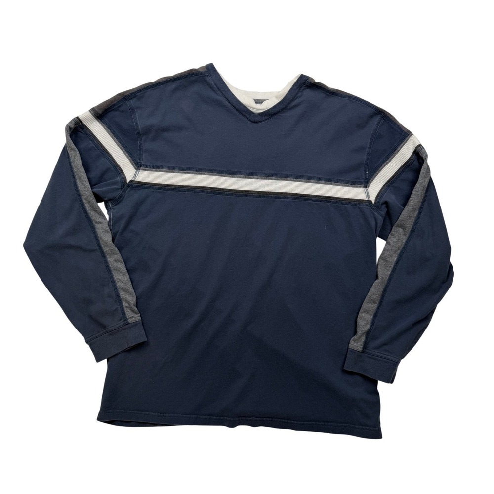 XG Extreme Gear Men's Large Blue Colorblock Long Sleeve Skater Shirt Y2K